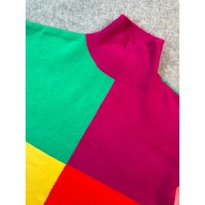 Sweet Claire Colorblock Turtleneck Sweater Womens L/XL Multi Color Knit Top
